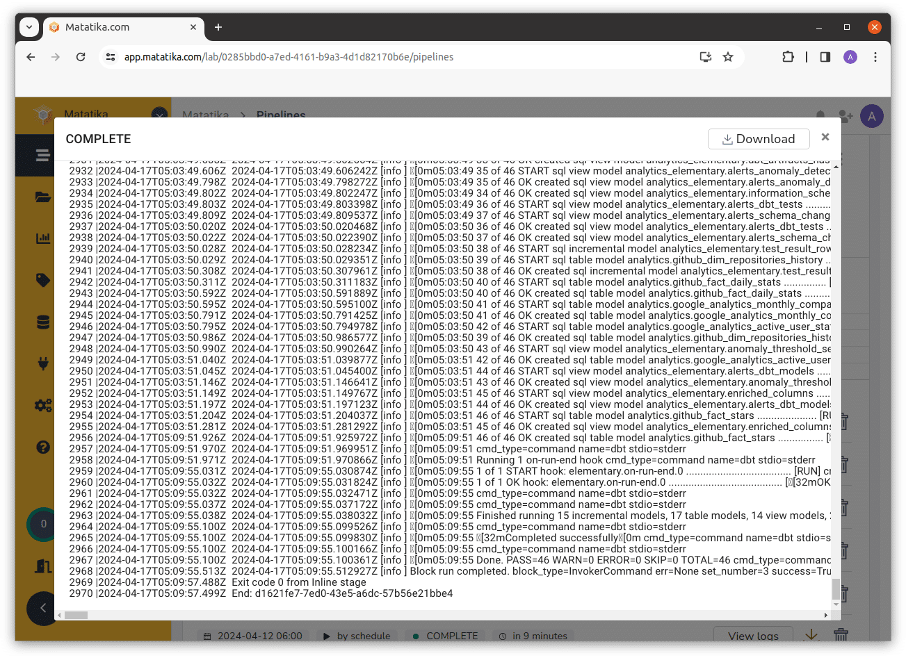 Automation logs